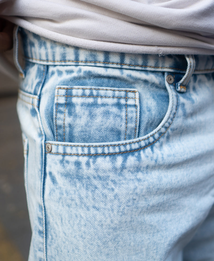 Ice Blue Washed Baggy Jeans