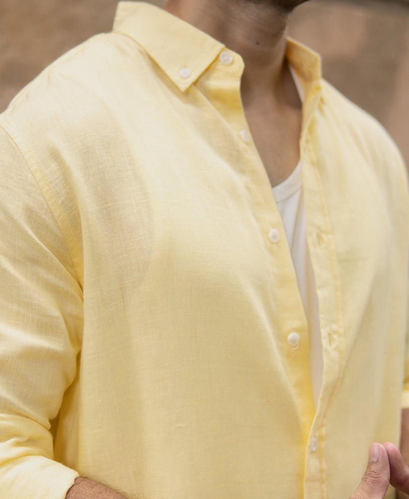 Butter Yellow Linen Blend Shirt