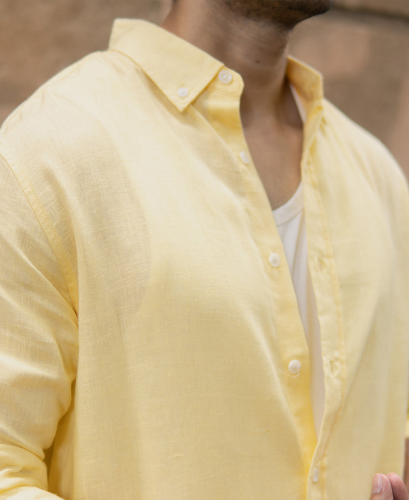 Butter Yellow Linen Blend Shirt