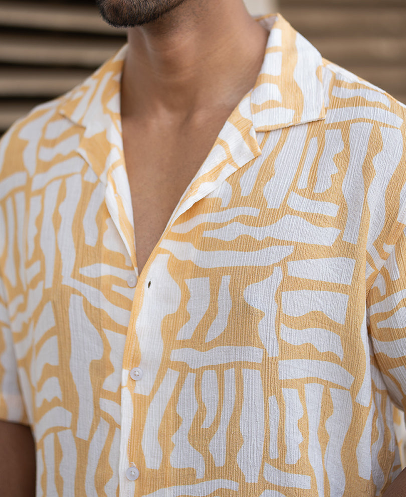 Amber Yellow Abstract Print Shirt