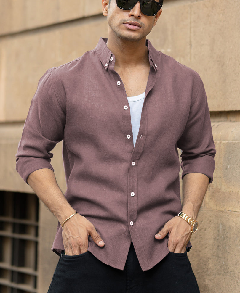 Twilight Mauve Linen Shirt