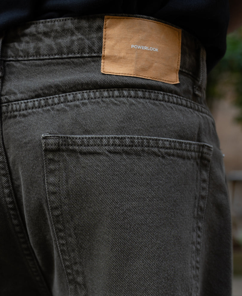 Dark Olive Washed Baggy Jeans 100% Cotton