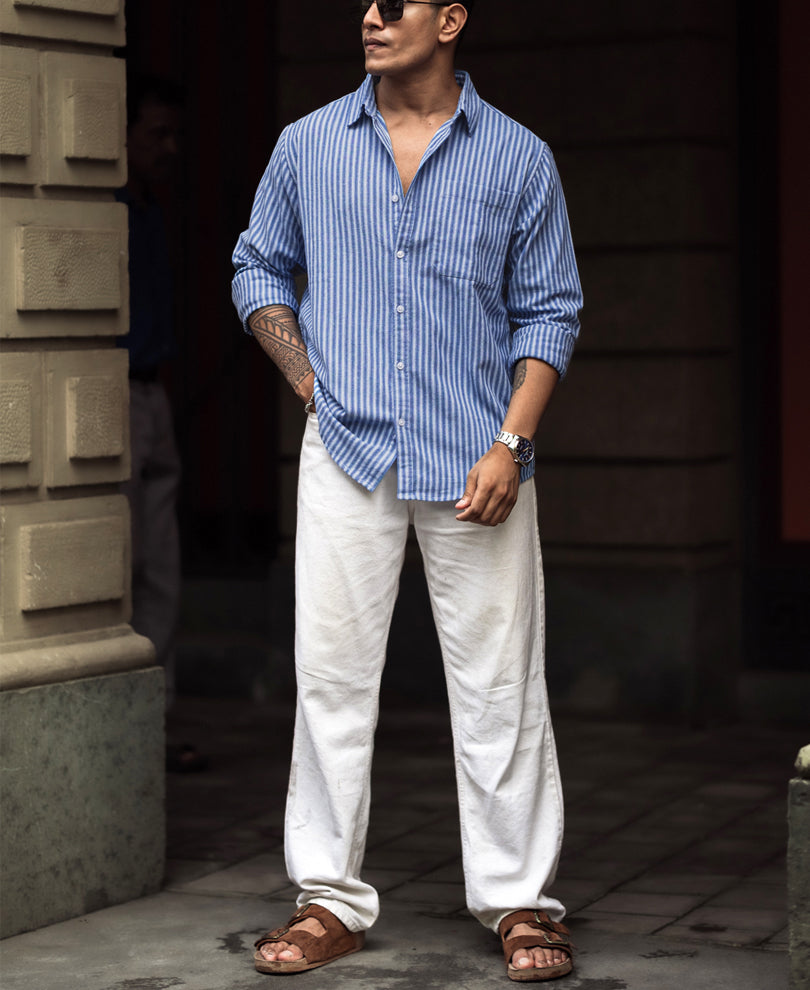 Blue Stripes Full Sleeves Shirt