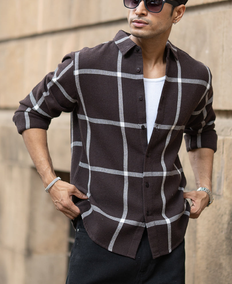 Brown Structure Checks Shirt