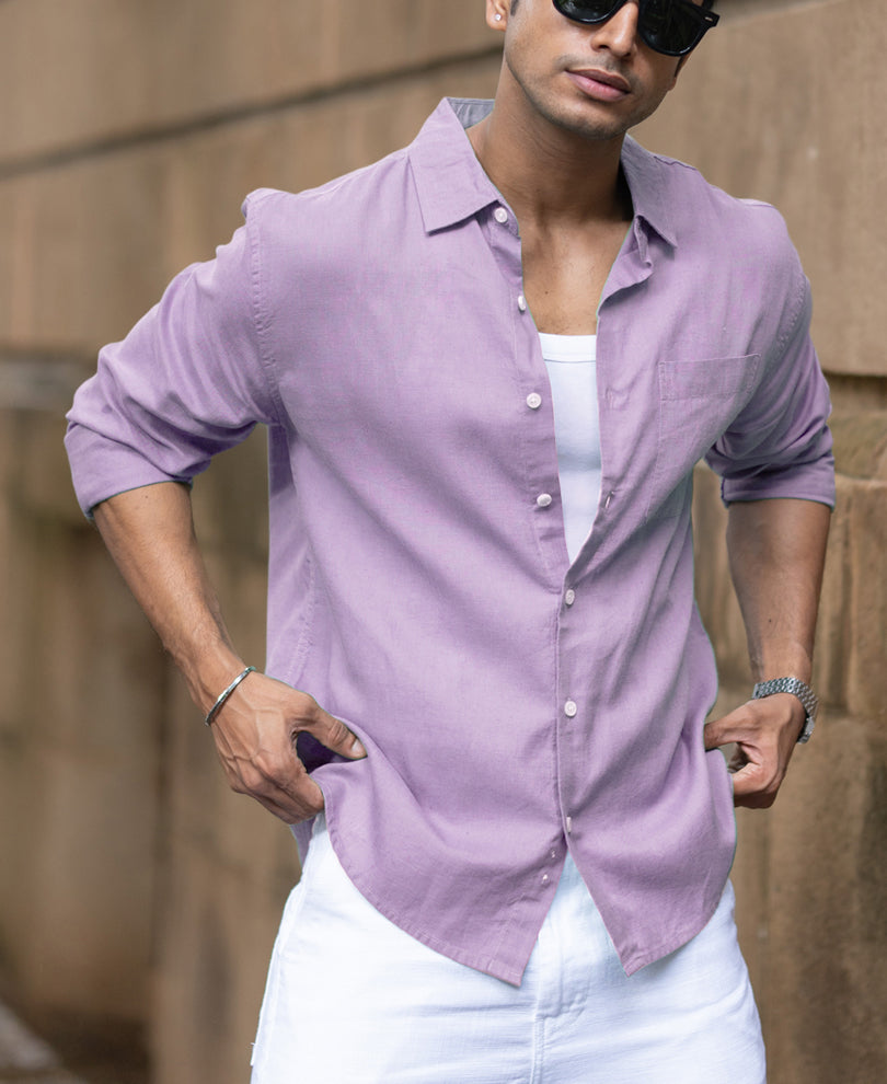 Light Lilac Linen Blend Shirt