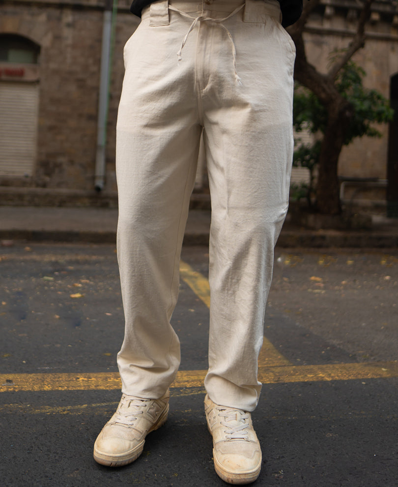Cream Cotton Trousers
