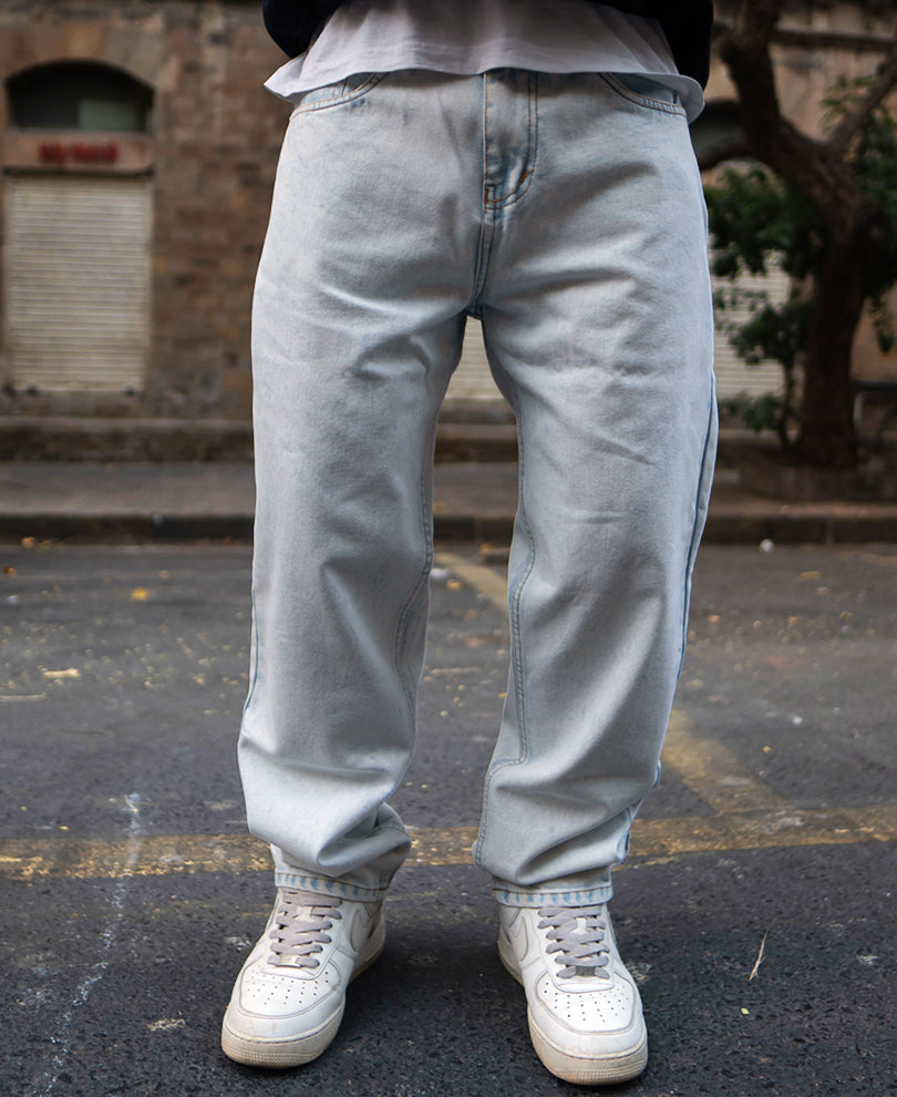 Light Blue Basic Baggy Fit Denim Jeans