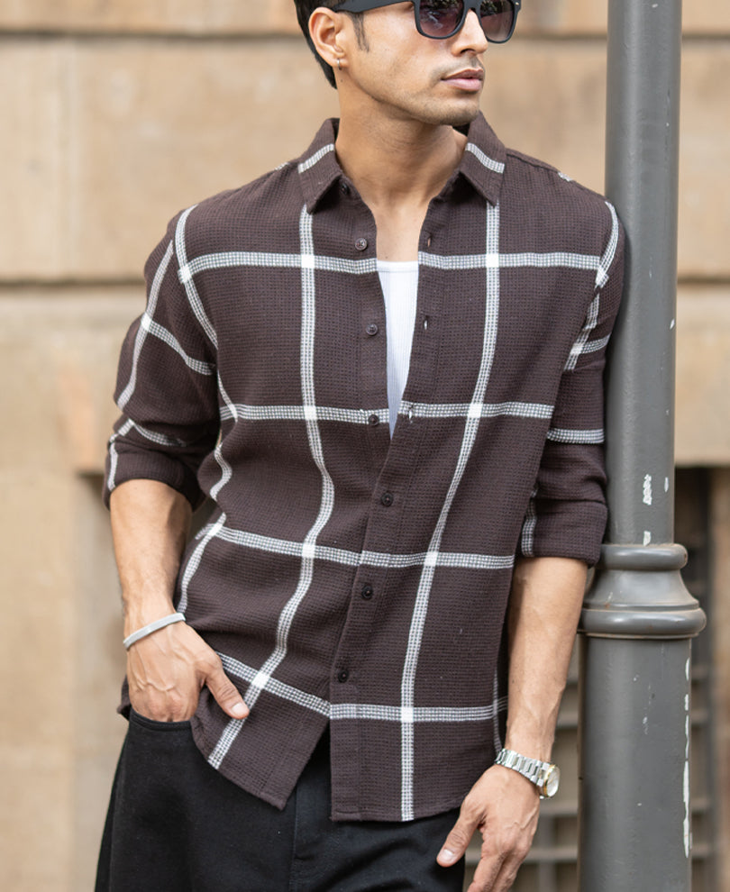 Brown Structure Checks Shirt
