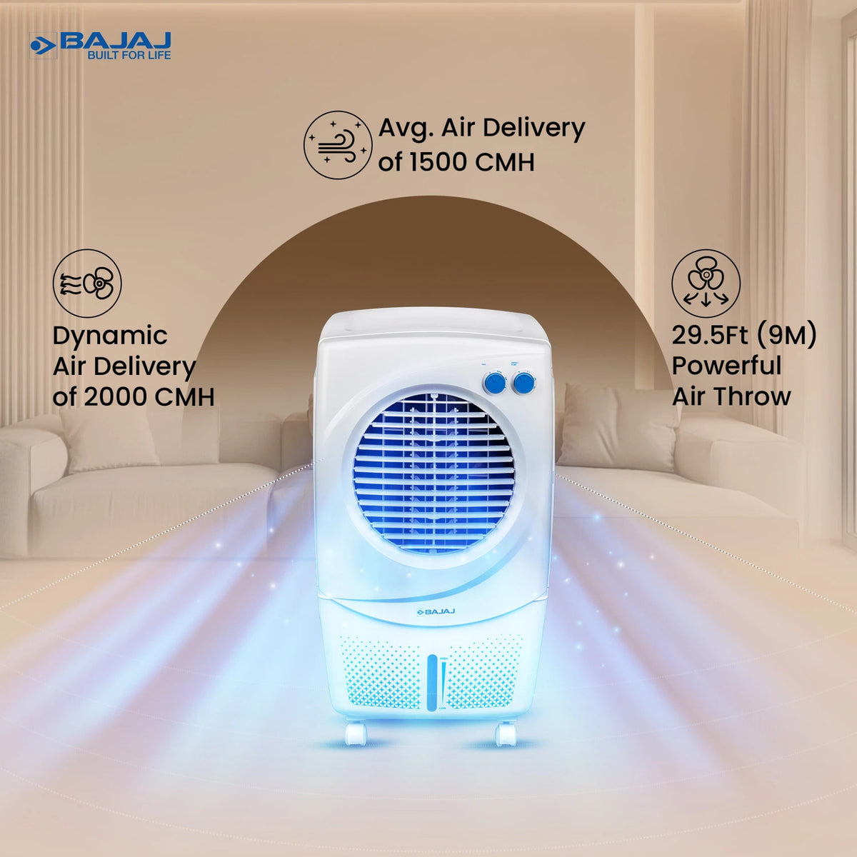 BAJAJ 36 L Room/Personal Air Cooler (White, PX97 TORQUE NEW)