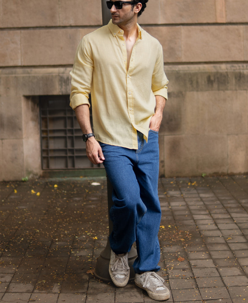 Butter Yellow Linen Blend Shirt