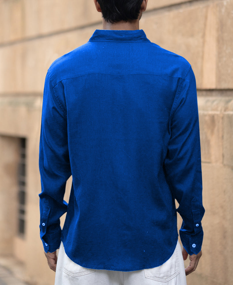 Vivid Blue Linen Blend Shirt