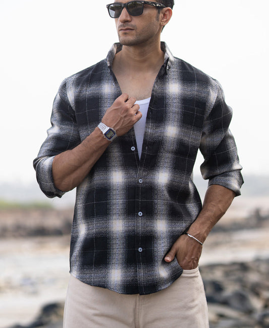 Black Structured Button Down Shirt