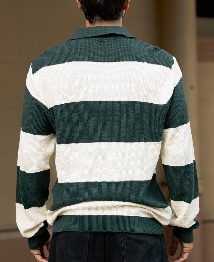 Bottle Green And Butter Regular Fit Full Sleeves T-Shirt 100% Cotton