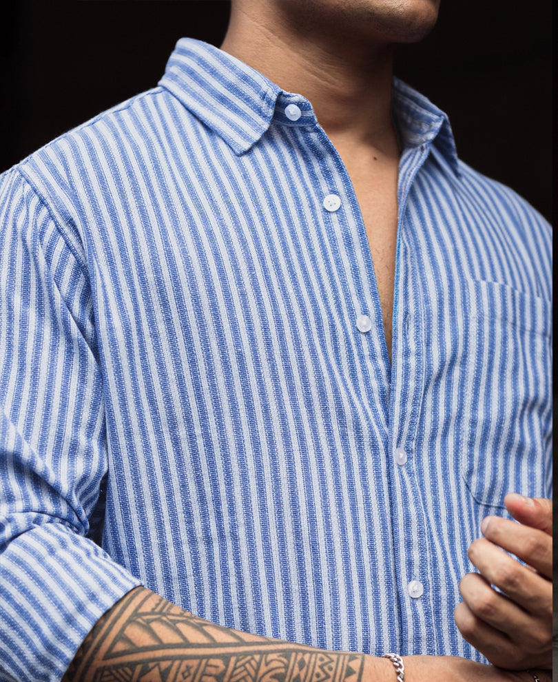 Blue Stripes Full Sleeves Shirt