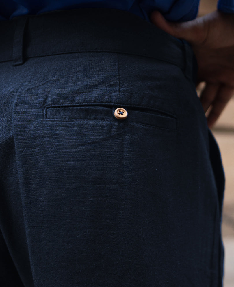 Navy Linen Pant
