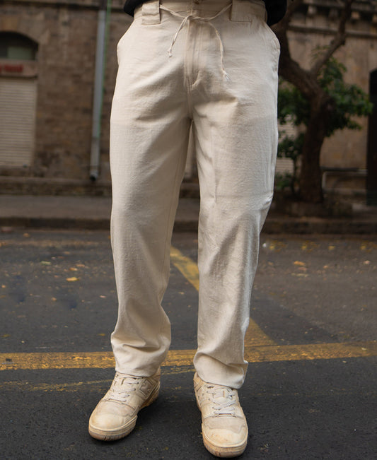 Cream Cotton Trousers
