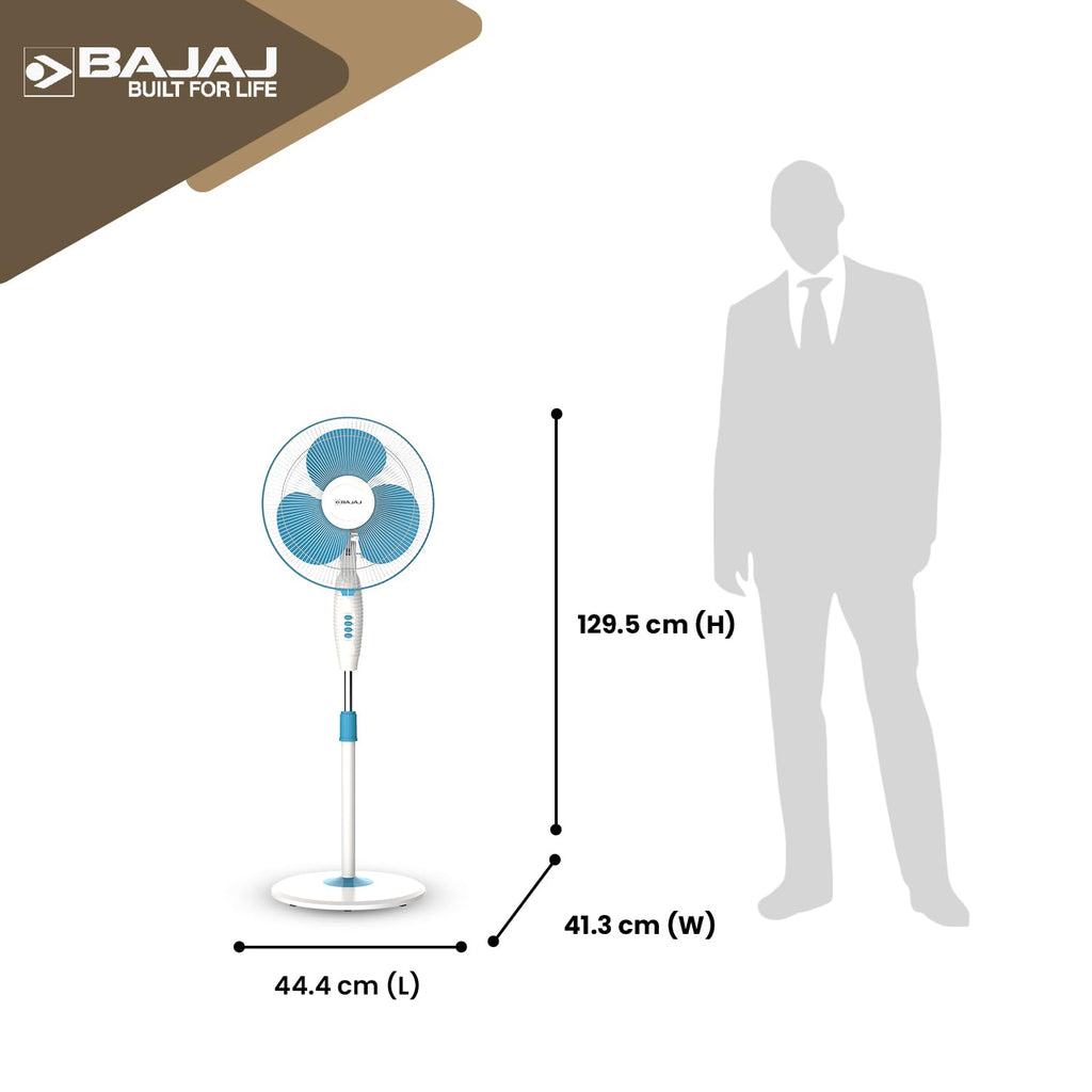 Bajaj Frore Neo 400 MM Oscillating Pedestal Fan For Home | Aerodynamically Balanced Blades | 100% Copper Motor | High Air Delivery | 3-Speed Control | Rust Free | 2 Yrs Warranty