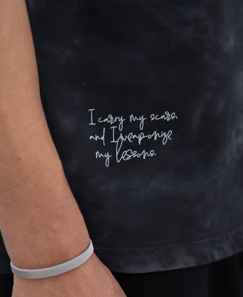 Black Washed Floral Print T-Shirt 100% Cotton