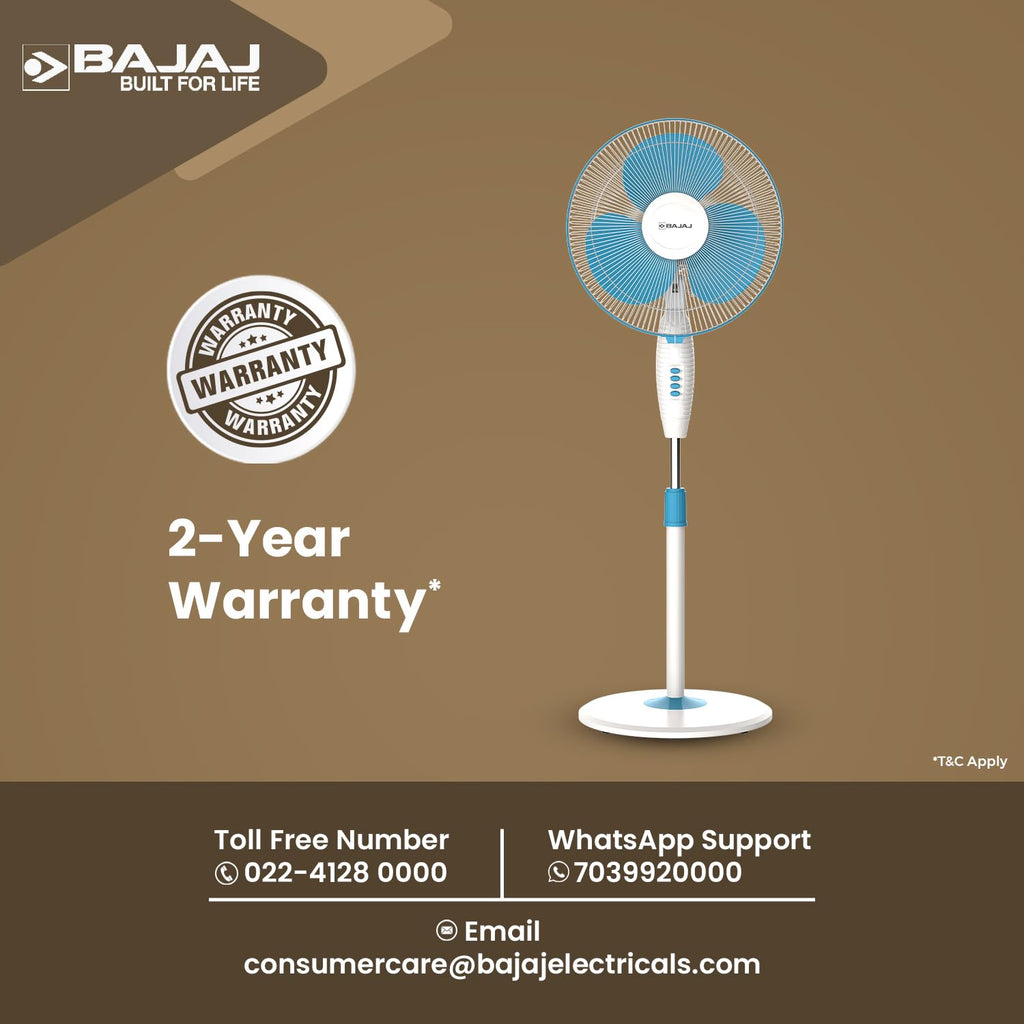 Bajaj Frore Neo 400 MM Oscillating Pedestal Fan For Home | Aerodynamically Balanced Blades | 100% Copper Motor | High Air Delivery | 3-Speed Control | Rust Free | 2 Yrs Warranty