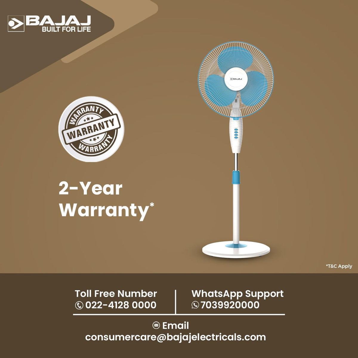 Bajaj Frore Neo 400 MM Oscillating Pedestal Fan For Home | Aerodynamically Balanced Blades | 100% Copper Motor | High Air Delivery | 3-Speed Control | Rust Free | 2 Yrs Warranty