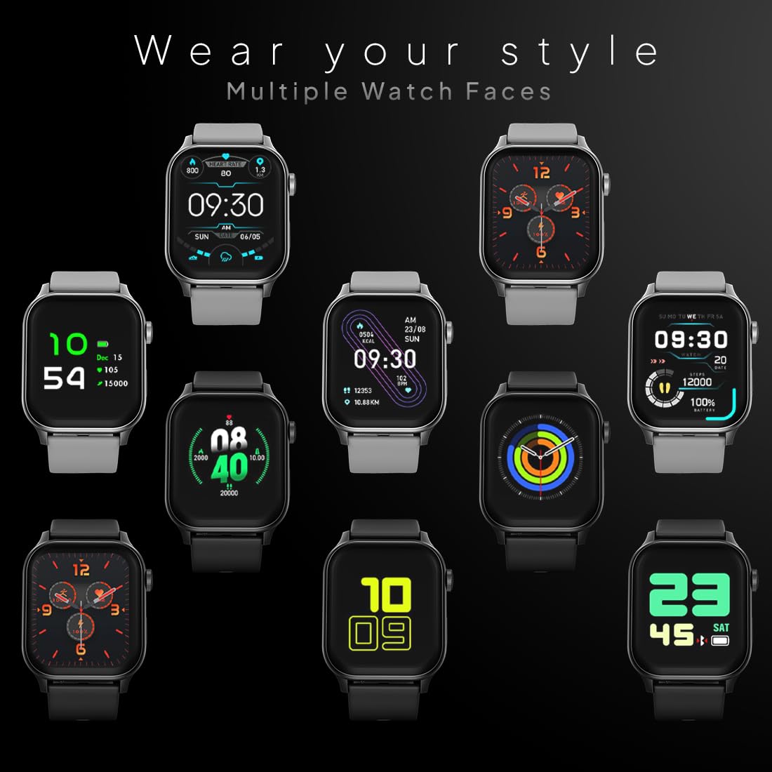 Fire‑Boltt Rise Smart Watch 1.85″ HD Display with Bluetooth Calling, AI Voice Assistant, Rotating Crown, SpO2 & Heart Rate Monitor, 120+ Sports Modes,IP67 Waterproof Smart Watch for Men & Women - Grey