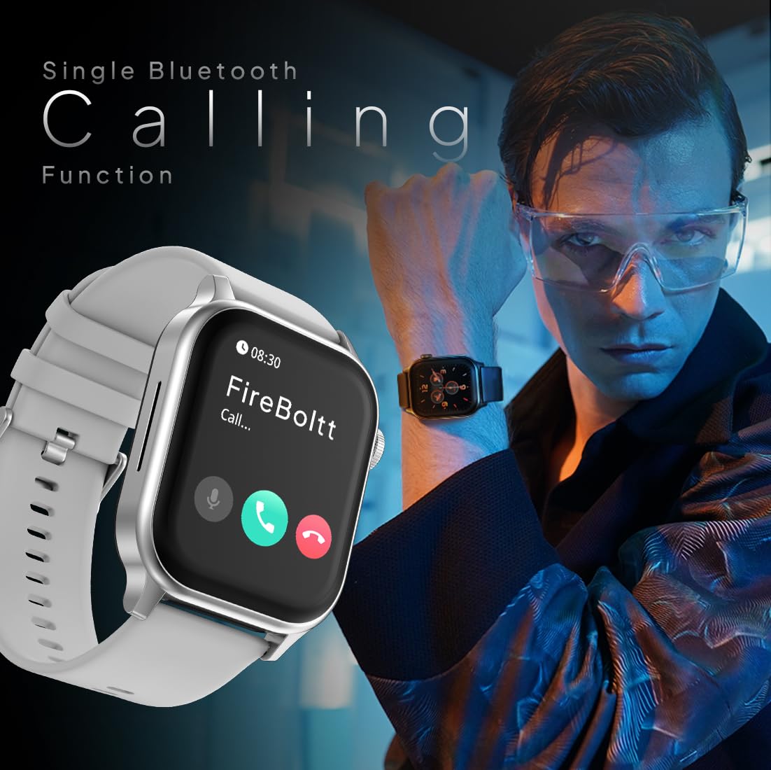 Fire‑Boltt Rise Smart Watch 1.85″ HD Display with Bluetooth Calling, AI Voice Assistant, Rotating Crown, SpO2 & Heart Rate Monitor, 120+ Sports Modes,IP67 Waterproof Smart Watch for Men & Women - Grey