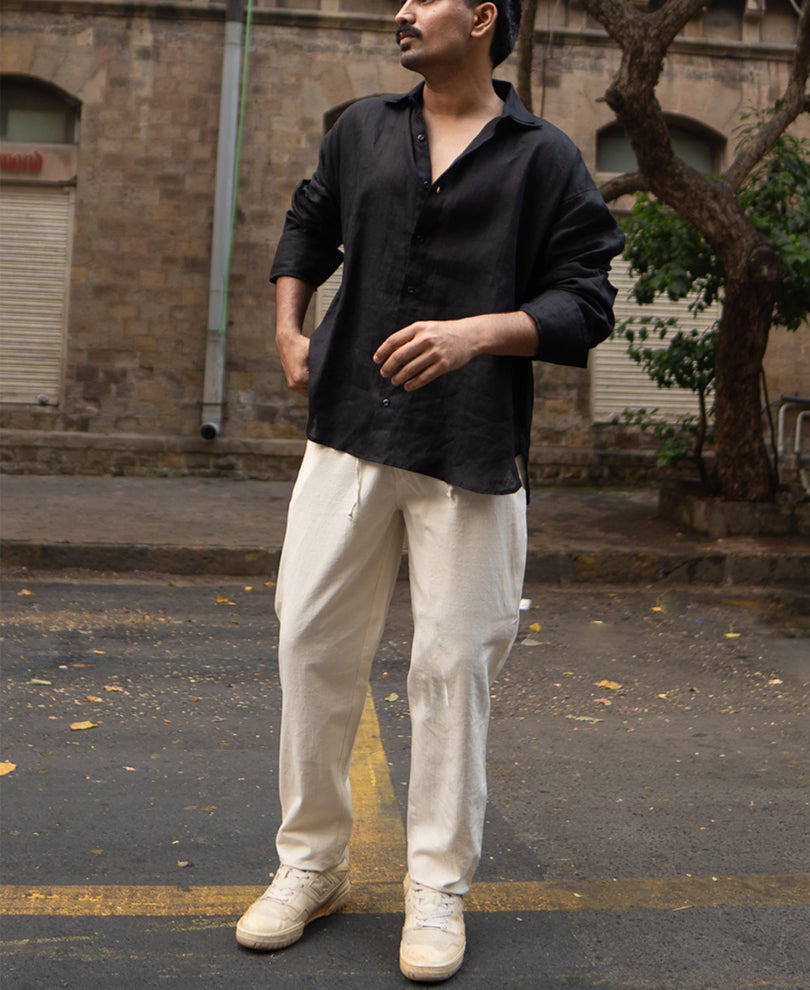 Cream Cotton Trousers