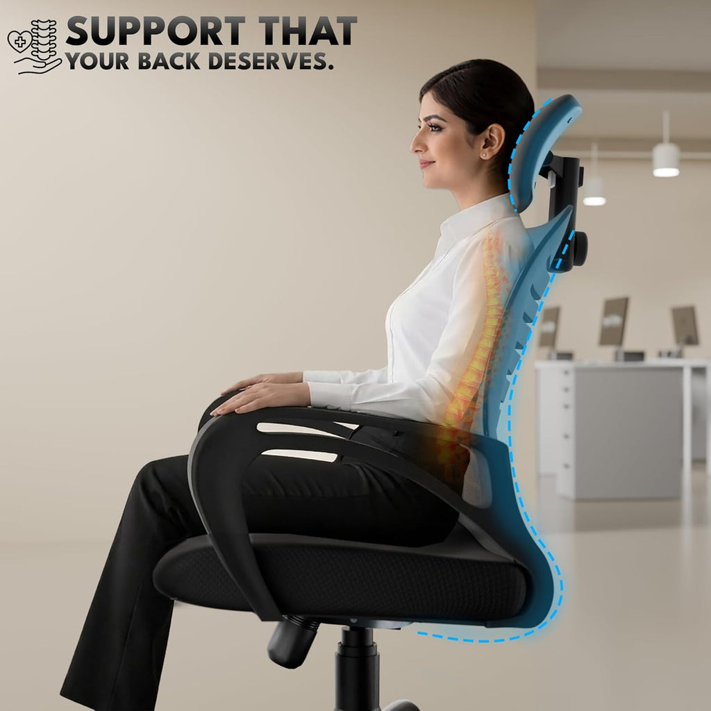 beAAtho® Verona Mesh High Back Ergonomic Home Office Chair with 3-Years Limited Warranty by beAAtho, Tilting & Height Adjustable Mechanism, Heavy Duty Metal Base Ideal for Office Work & Study (Black)