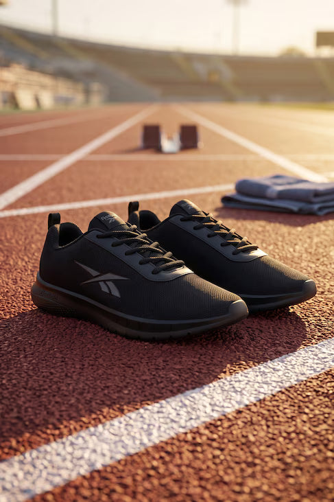 Lightweight Black Athletic Walking & Gym Sneakers