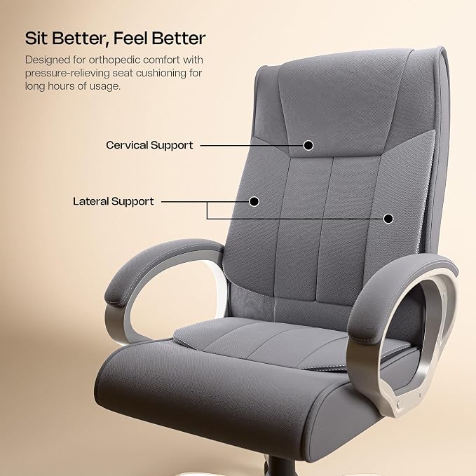 GREEN SOUL Kiev Orthopedic Office Chair | Ergonomic Design with Rocking Function Fabric Office Executive Chair (Grey, DIY(Do-It-Yourself))