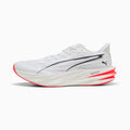Aerodynamic White Sports Shoes with Red Sole Detail
