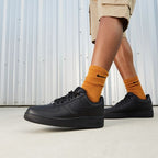 Men's Stealth All-Black Leather Sneakers