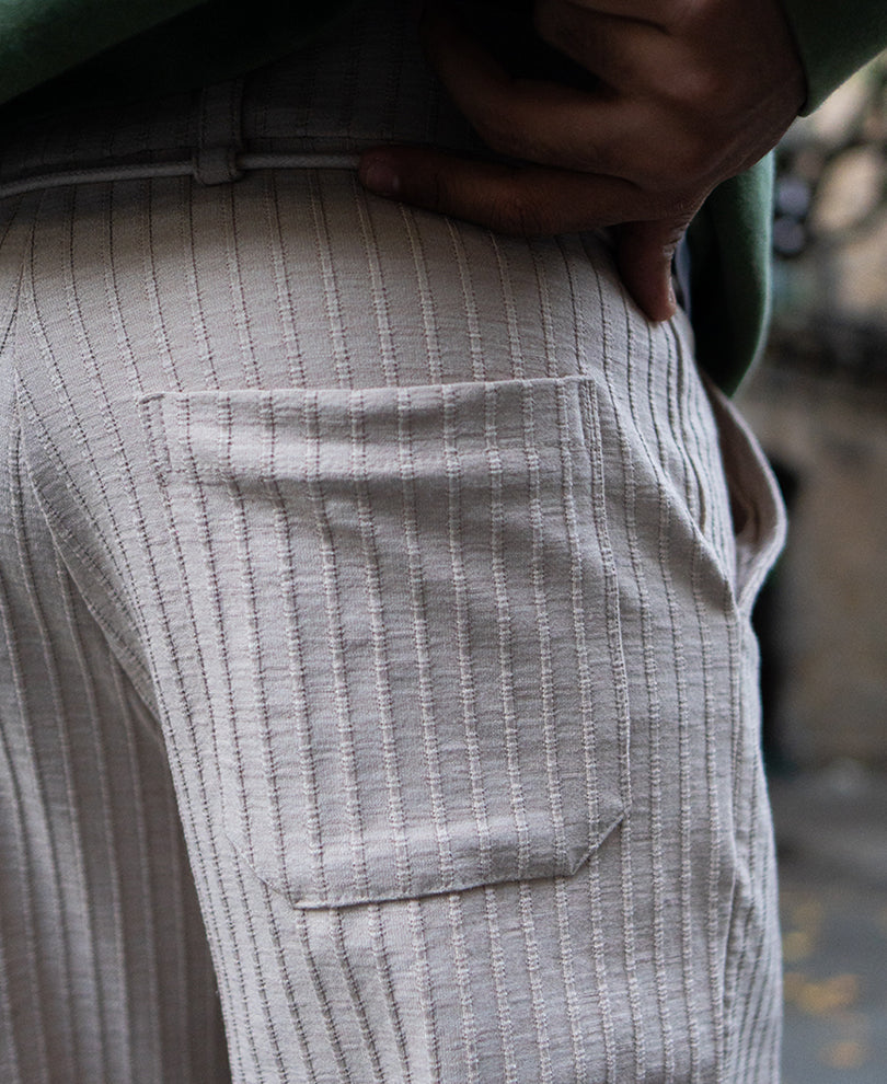 Beige Rib Knit Pant