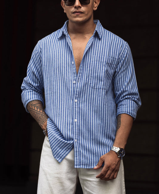 Blue Stripes Full Sleeves Shirt