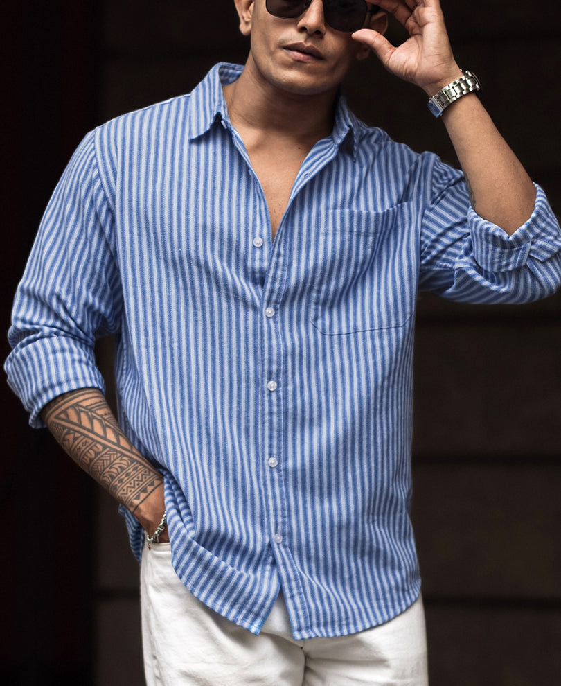 Blue Stripes Full Sleeves Shirt