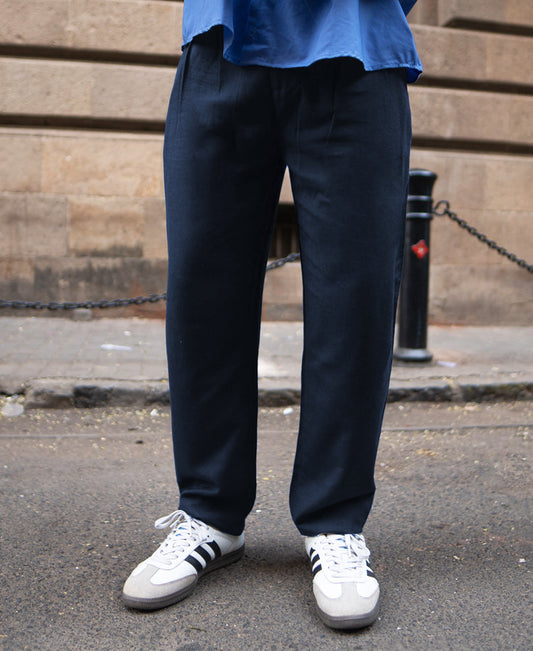 Navy Linen Pant