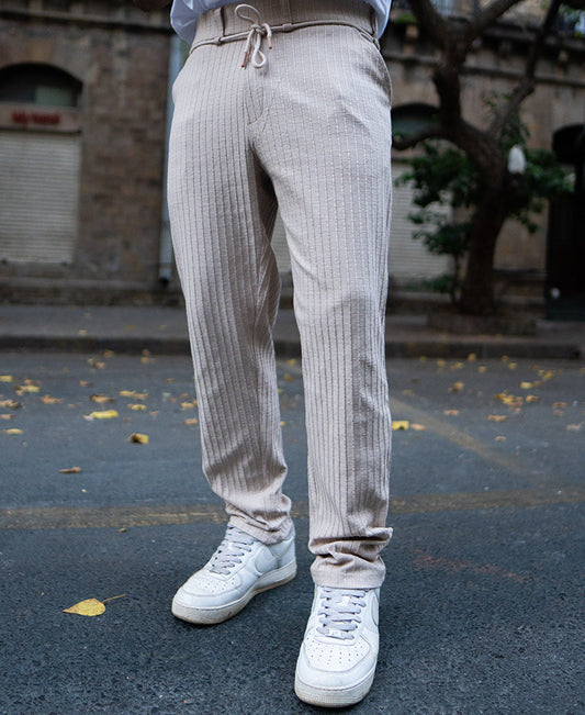Beige Rib Knit Pant