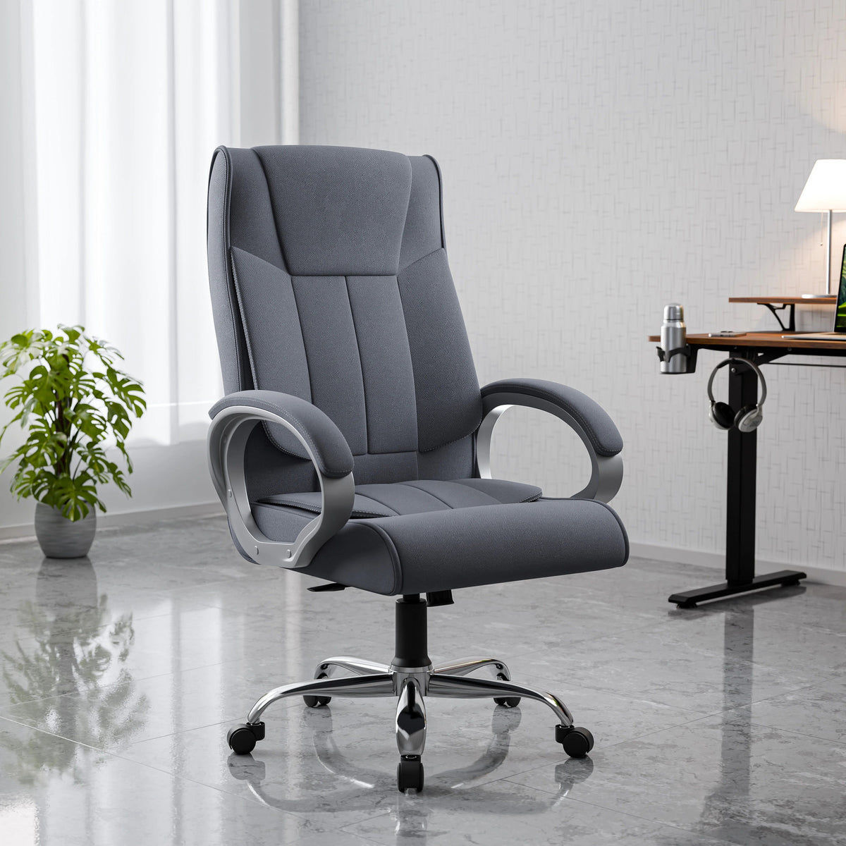 GREEN SOUL Kiev Orthopedic Office Chair | Ergonomic Design with Rocking Function Fabric Office Executive Chair (Grey, DIY(Do-It-Yourself))