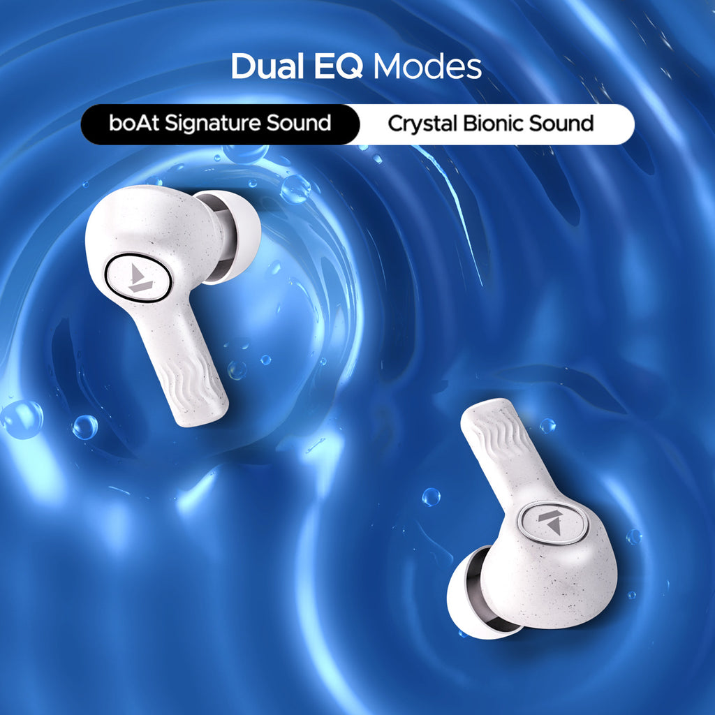 boAt Nirvana Ion 32dB Active Noise Cancellation, 120HRS, Bionic Mode, HIFI5 Bluetooth Headset (Quartz white, True Wireless)