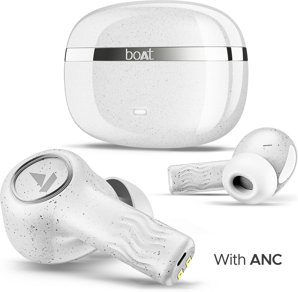 boAt Nirvana Ion 32dB Active Noise Cancellation, 120HRS, Bionic Mode, HIFI5 Bluetooth Headset (Quartz white, True Wireless)