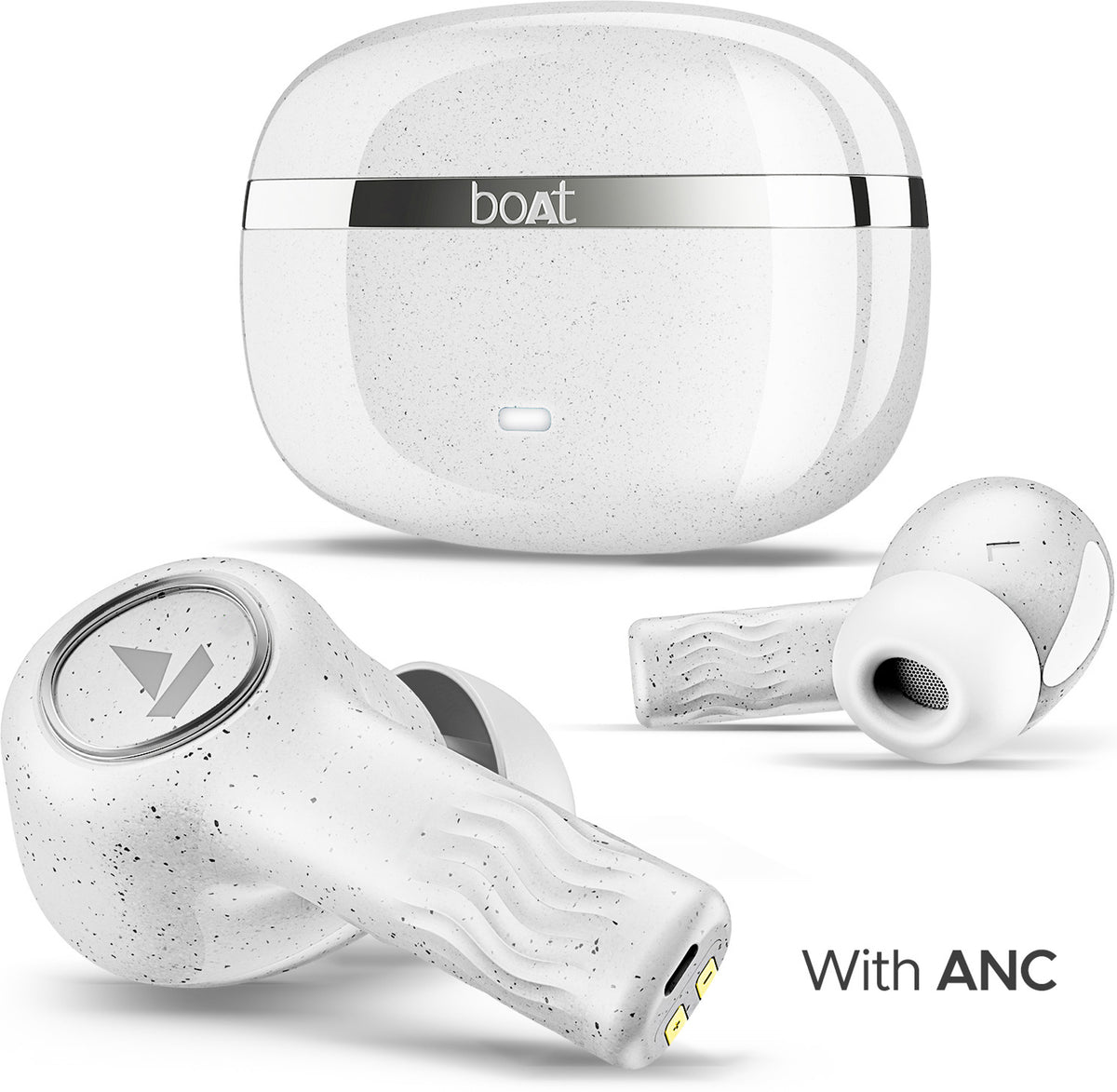 boAt Nirvana Ion 32dB Active Noise Cancellation, 120HRS, Bionic Mode, HIFI5 Bluetooth Headset (Quartz white, True Wireless)