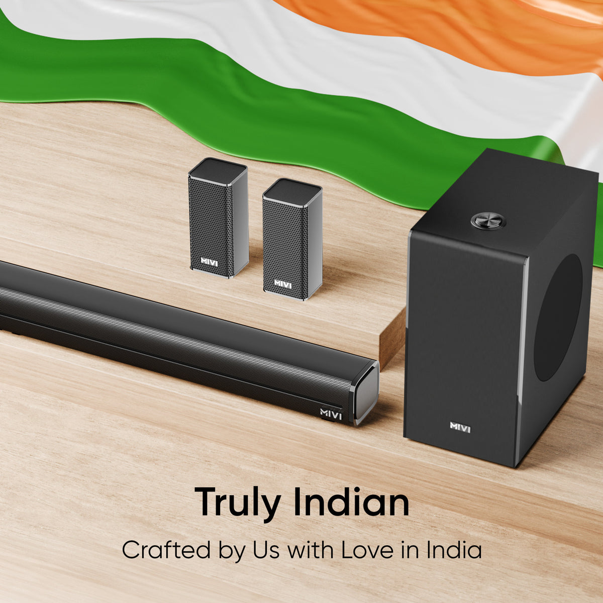 Mivi Fort H350 Soundbar, 350 Watts, 5.1 Channel, Multi-Input and EQ Modes, BT v5.1 350 W Bluetooth Soundbar (Black, 5.1 Channel)