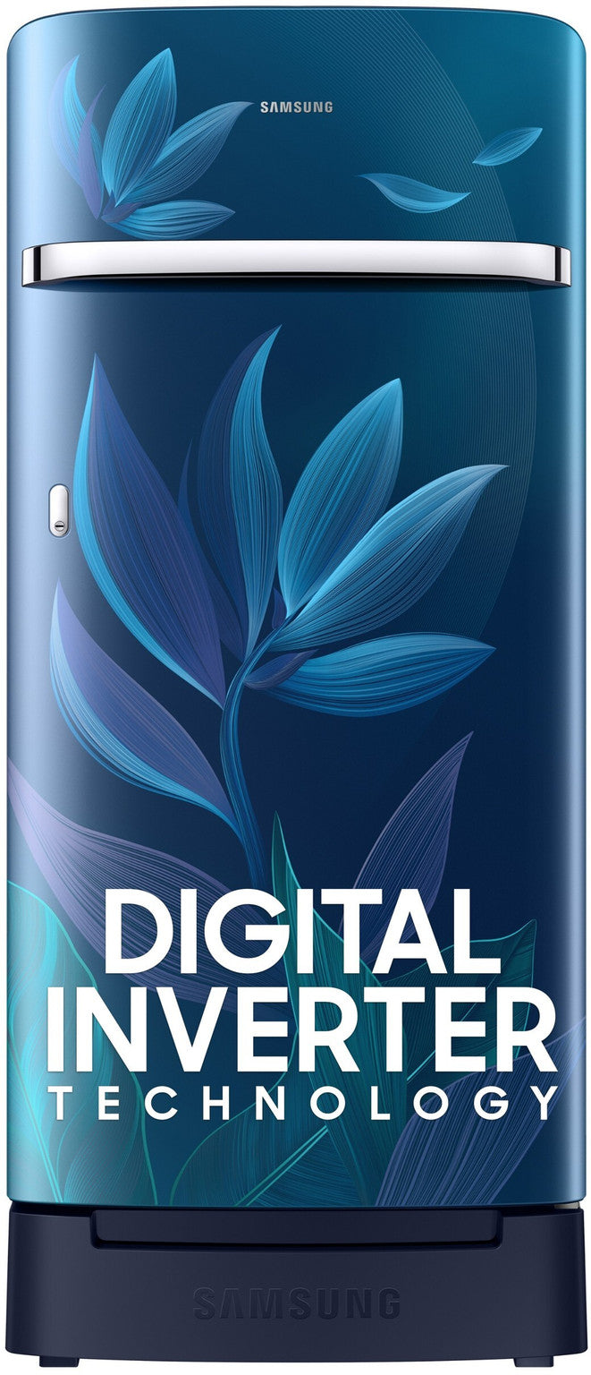 Samsung 189 L Direct Cool Single Door 5 Star Refrigerator with Base Drawer  with Digital Inverter (Paradise Bloom Blue, RR21D2H259U/HL)