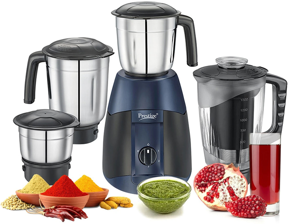 Prestige Supreme 750 W Juicer Mixer Grinder (Atlas supreme | 4 Jars | Black, Blue)