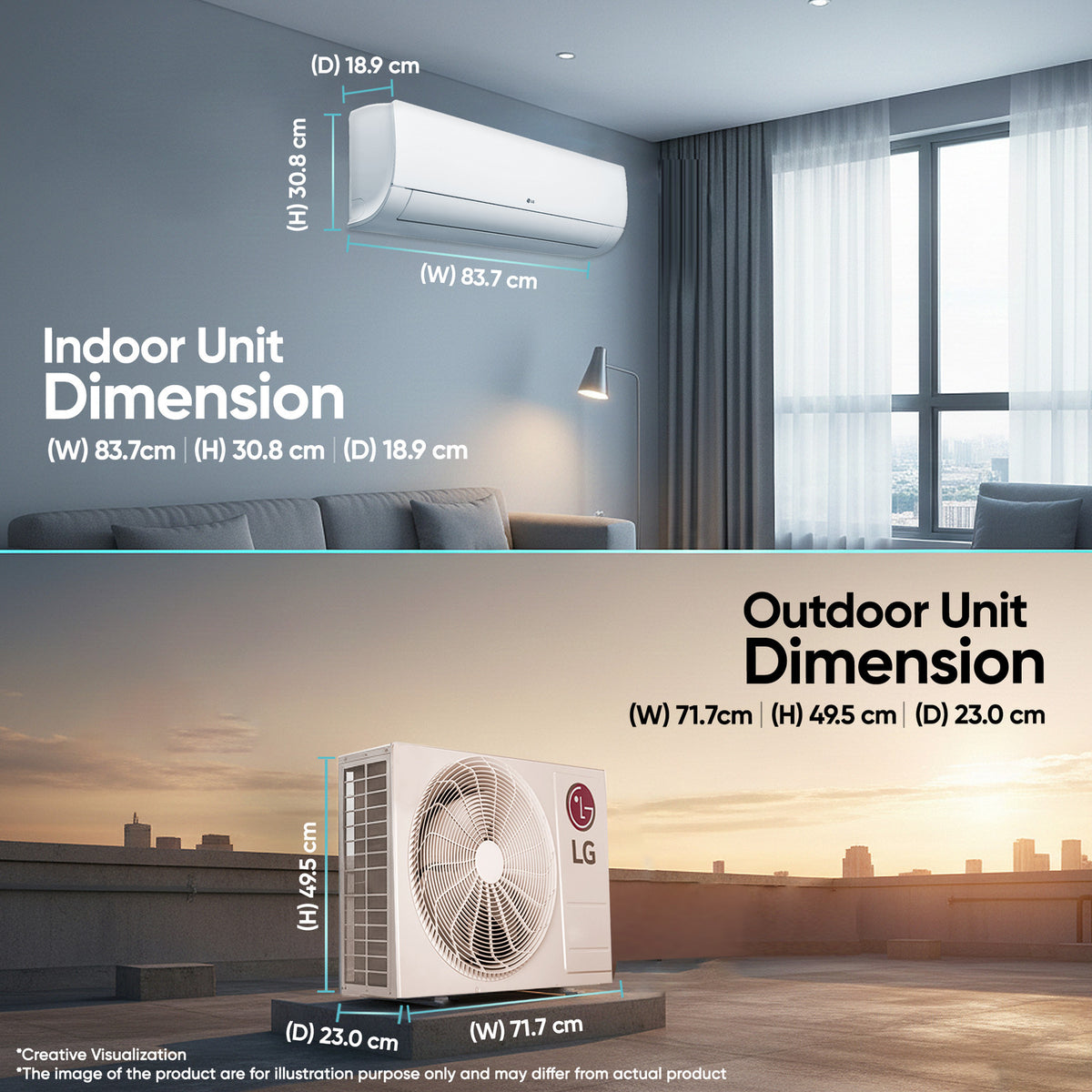 LG 2026 Model 1.5 Ton 3 Star Split Smart Inverter Faster Cooling and Energy Saving, AI Convertible 6-in-1 Cooling, HD Filter with Anti Virus Protection, Cools at 55 Degree celsius, Him Clean, VIRAAT Mode and Diet Mode Plus AC (AS-Q18JNXE1, White)