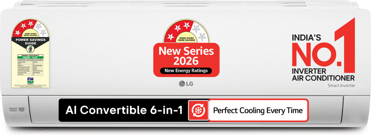 LG 2026 Model 1.5 Ton 3 Star Split Smart Inverter Faster Cooling and Energy Saving, AI Convertible 6-in-1 Cooling, HD Filter with Anti Virus Protection, Cools at 55 Degree celsius, Him Clean, VIRAAT Mode and Diet Mode Plus AC (AS-Q18JNXE1, White)